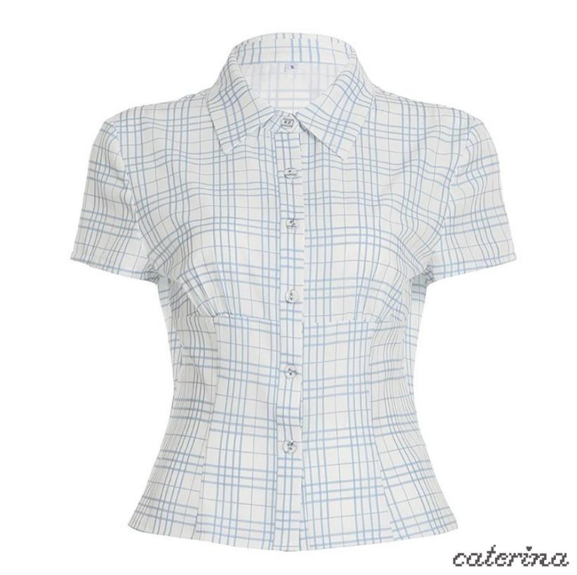 plaid button up top